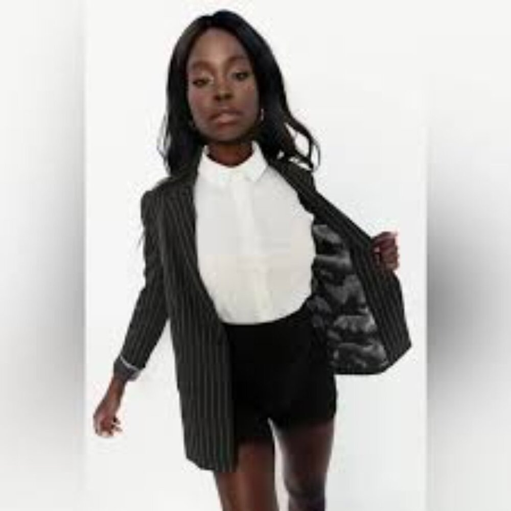 BlackMilk Pinstripe Gone Batty Fitted Blazer - Picture 5 of 9